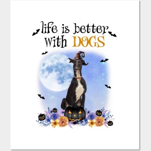 Greyhound Witch Hat Life Is Better With Dogs Halloween Posters and Art